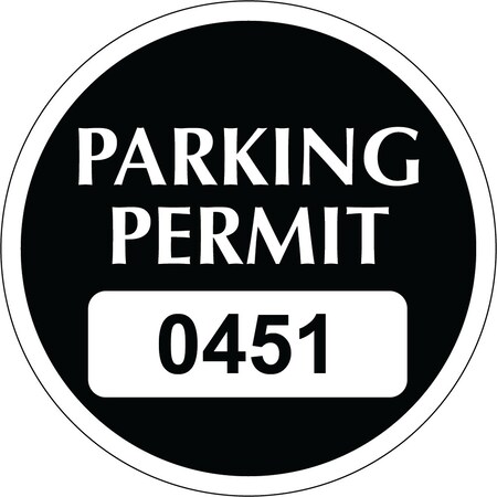 Lustre-Cal Static Cling Parking Permit Black 2in x 2in  Circle Serialized 450-500, 50PK 253753SCL1KDi0451